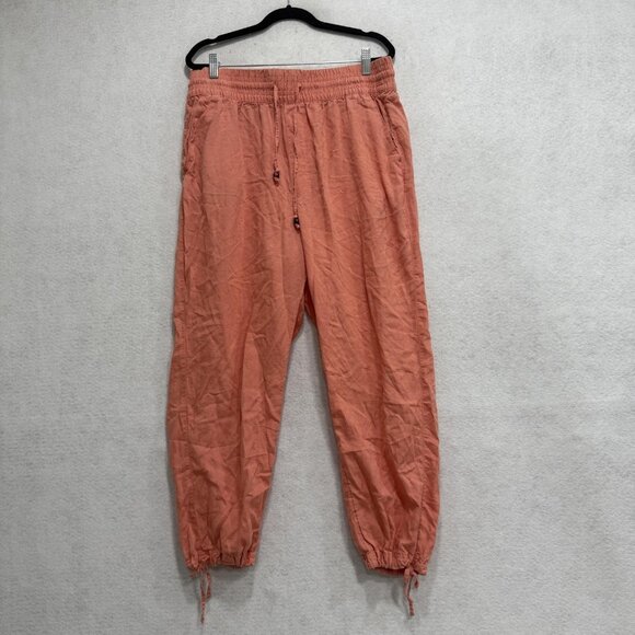 C&C California Pants Womens XL Coral Linen Blend Drawstring Jogger Lounge - Picture 1 of 9